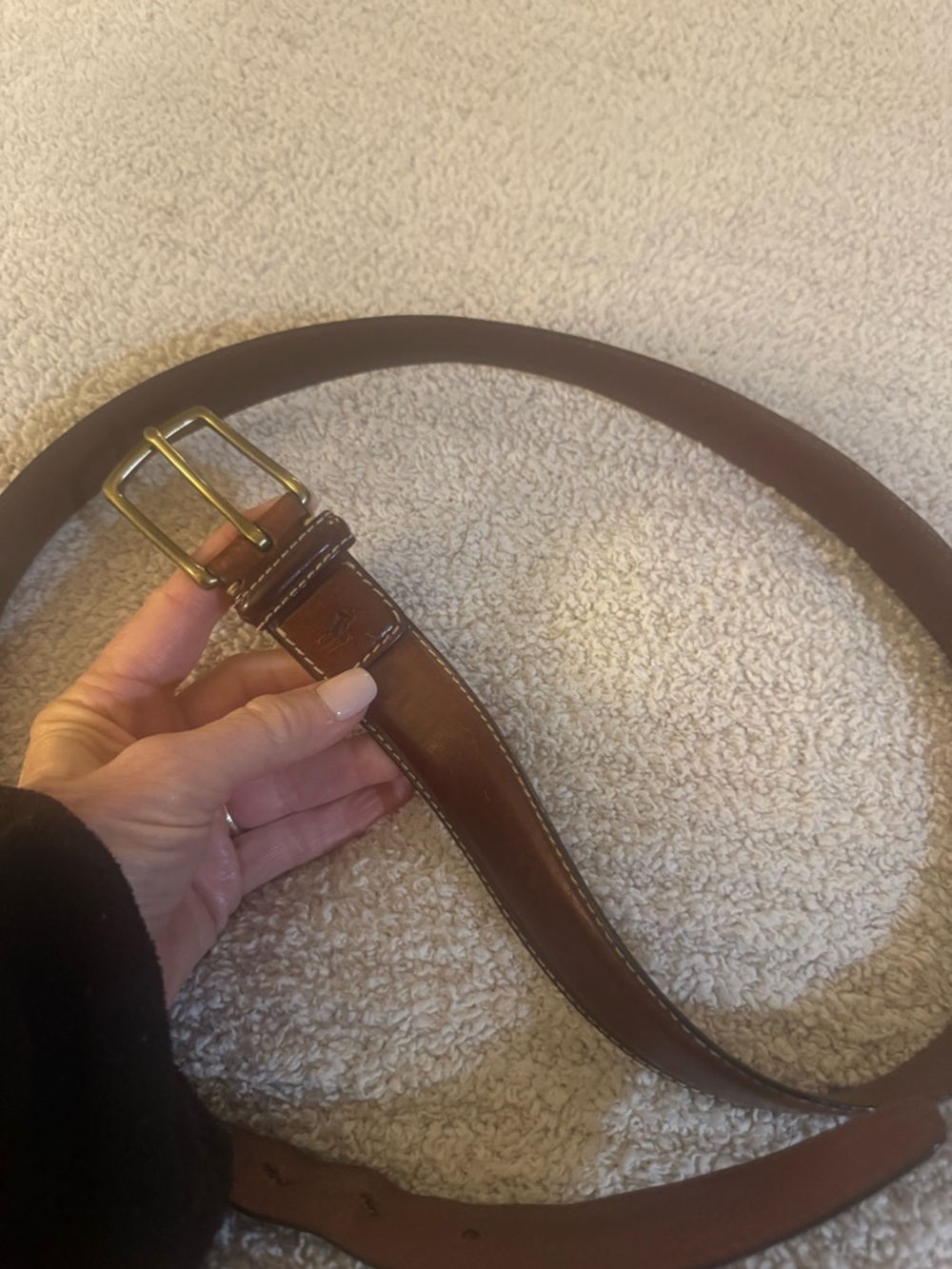 Polo by Ralph Lauren Brown Leather Belt with Brass Buckle
